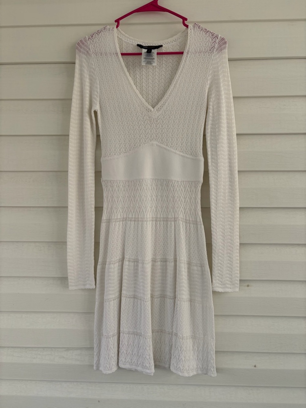 BCBGMaxAzria Cream Long Sleeve Mini Dress Chic Minimalist Neutral Party Cocktail